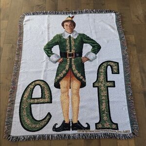 Elf Movie Promo Holiday Buddy Will Ferrell Woven Tapestry Throw Blanket